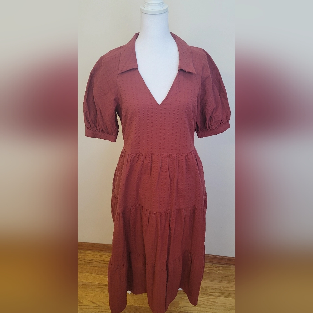 FREE THE ROSES STRIPE TEXTURE MIDI DRESS - Picture 6 of 9
